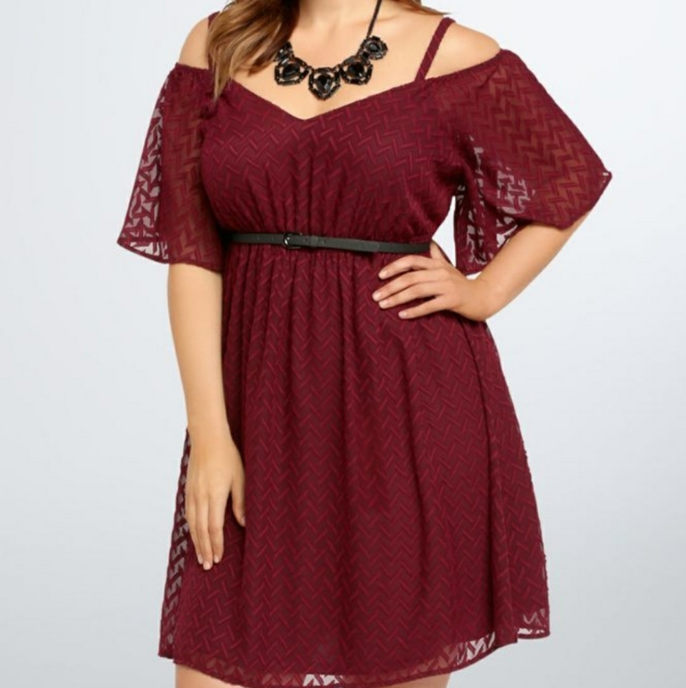 Torrid burgundy off the shoulder dress size 3
